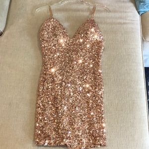 Sparkly champagne mini dress